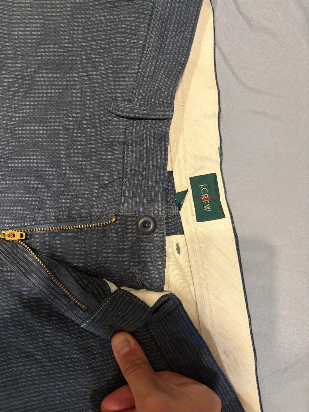 Jcrew Men's Linen Navy Pinstripe Trousers